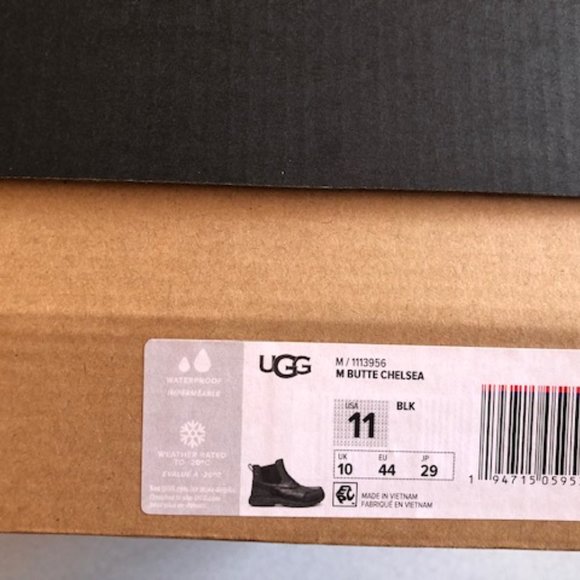 UGG Butte Chelsea leather fur waterproof black boot. Size: 11 main image 4